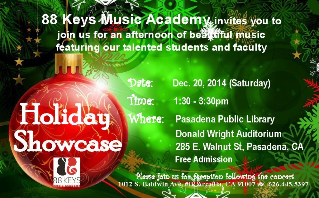 88 Keys Music Academy Holiday Showcase – December 20, 2014
