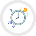 Teal clock icon on white background