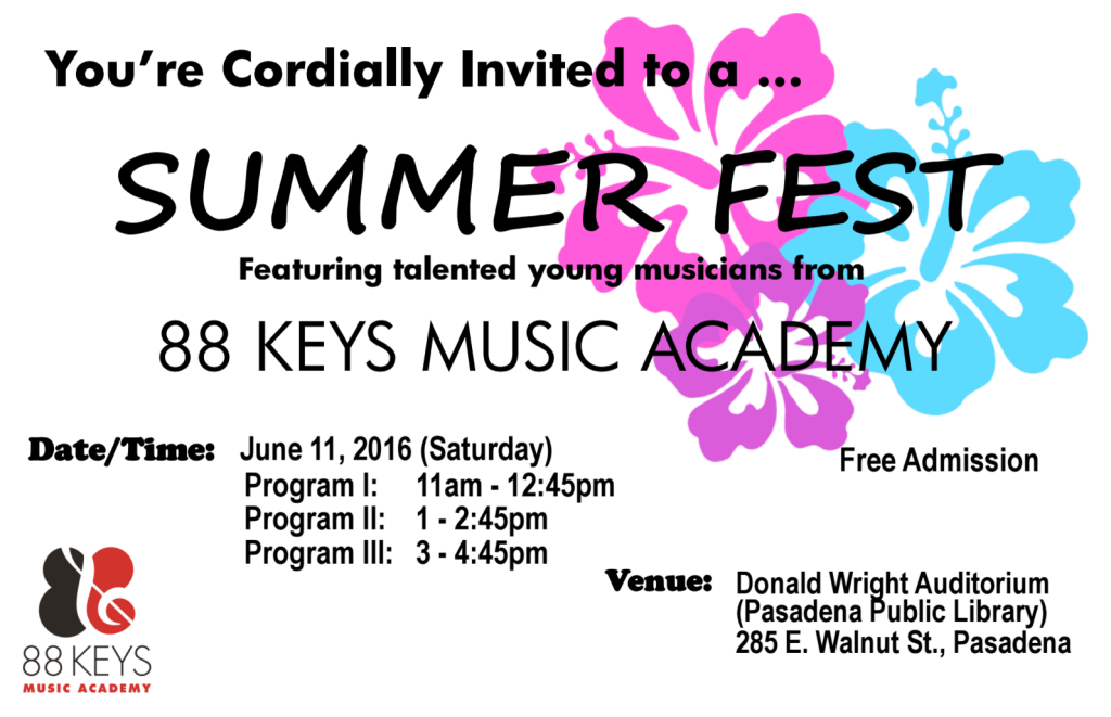 SUMMER FEST Featuring talented young musicians from 88 KEYS MUSIC ACADEMY