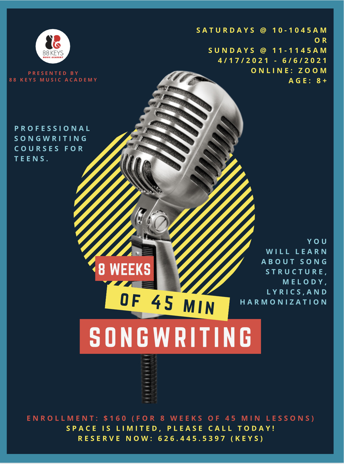 88 Keys Song Writing Class Flyer