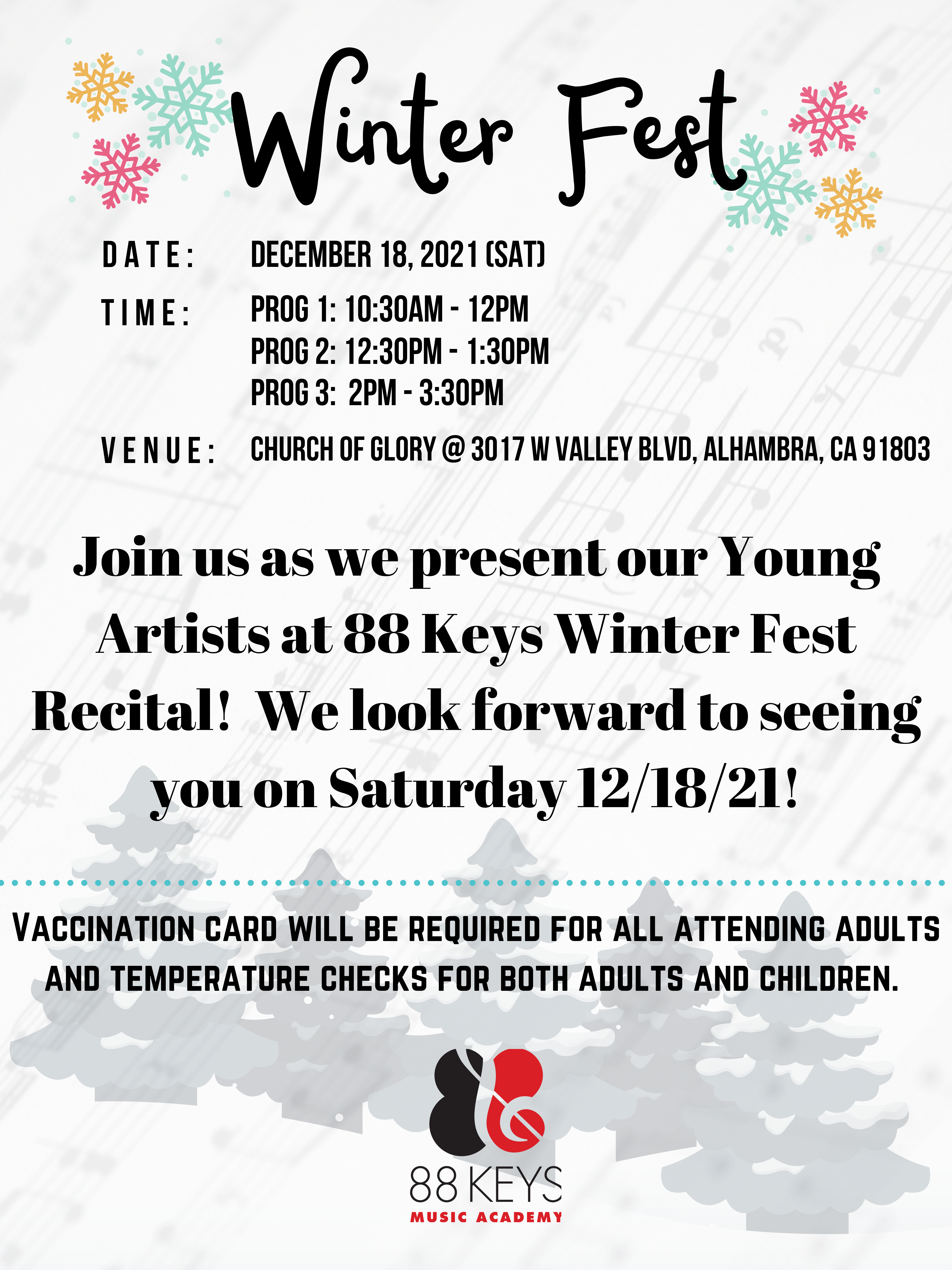 88 Keys Music Academy Winter Fest Invitation