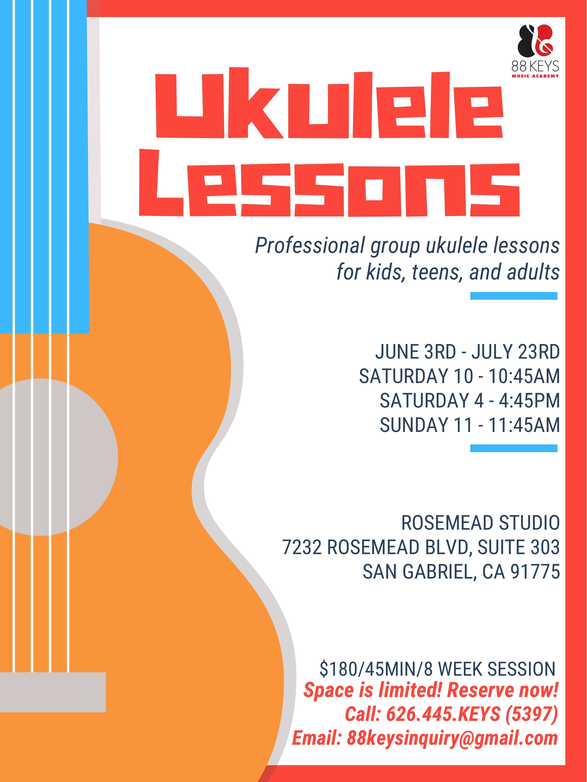 Ukulele Lessons - 88 Keys Music Academy, Private Music Lessons in Arcadia, CA