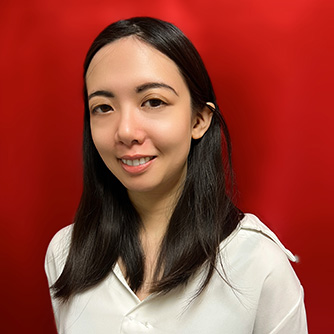 Image of Yenju Chen, a teacher at 88 Keys Music Academy, with a red background.