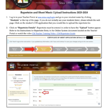 88 Keys Music Academy Step 1 and step 2 of submitting repertoire and sheet music upload instructions for 2024 MTAC Music Teachers Association of California guidelines
