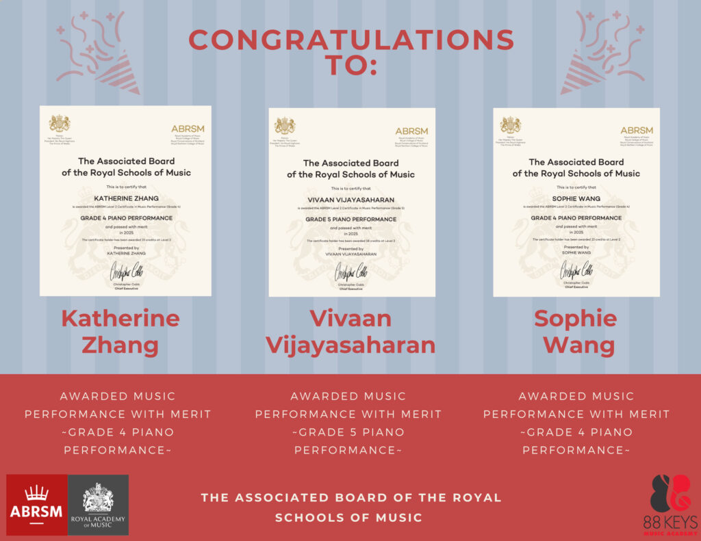 Celebrating Our ABRSM Piano Achievers: Congratulations to Katherine, Vivaan & Sophie